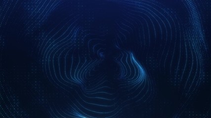 Poster - beautiful blue particle flow abstract radar background fluid wavy design element technology, science, music