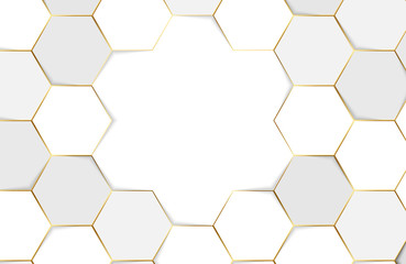 Wall Mural - Modern white background textured with abstract hexagon pattern