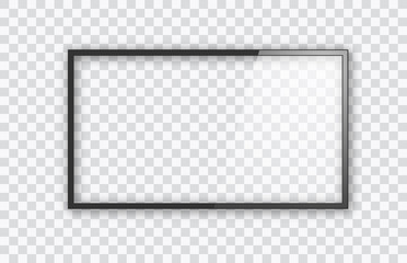 Poster - Frame of TV. Empty led monitor of computer or black photo frame isolated on a transparent background. Vector blank screen lcd, plasma, panel or TV for your design
