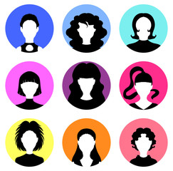 Wall Mural - Set of various women heads, icons, avatars