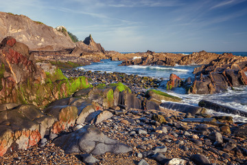 Wall Mural - Flysch on the beach Saturraran, Mutriku, spain