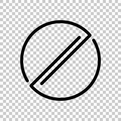Poster - Stop or ban or cancel, simple linear circle. Black symbol on transparent background