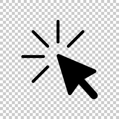 Poster - Computer pointer, cursor or mouse arrow, click. Black symbol on transparent background