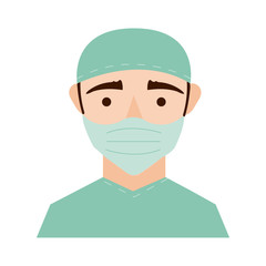 Wall Mural - surgeon with face mask character flat style icon