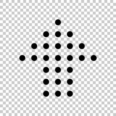 Poster - Dot arrow cursor, up direction, upload. Black symbol on transparent background