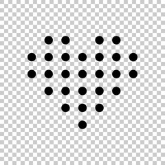 Poster - Dot heart, digital love symbol. Black symbol on transparent background