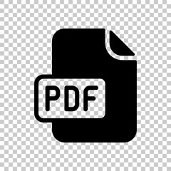 Poster - Computer file, pdf symbol. Black symbol on transparent background
