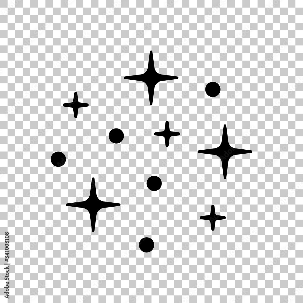 Galaxy with stars, night sky. Black symbol on transparent background Stock  Vector | Adobe Stock, image size:1000x1000