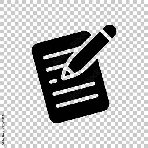 Write Text Create Or Edit Document Pencil And Paper Black Symbol On Transparent Background Stock Vector Adobe Stock