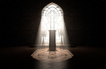 Wall Mural - Church Interior Light & Pulpit