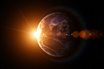 Wall Mural - earth, sun, space. sunrise.