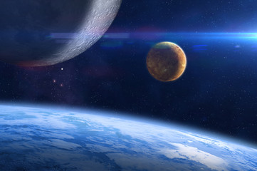 Wall Mural - earth, moon, venus and sun.