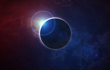 Wall Mural - solar eclipse and nebula.