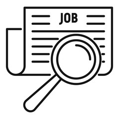 Poster - Job paper magnifier icon. Outline job paper magnifier vector icon for web design isolated on white background