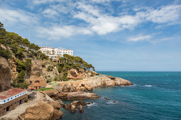 Wall Mural - The seaside path and the beach of Sa Tuna in the village of Begur on the Costa Brava