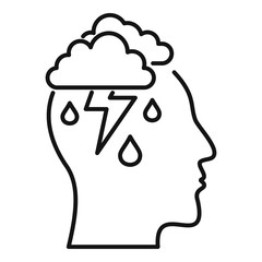 Poster - Mind thunderstorm icon. Outline mind thunderstorm vector icon for web design isolated on white background