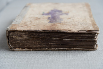 A very old close-up book. Details of the 18th century Bible.