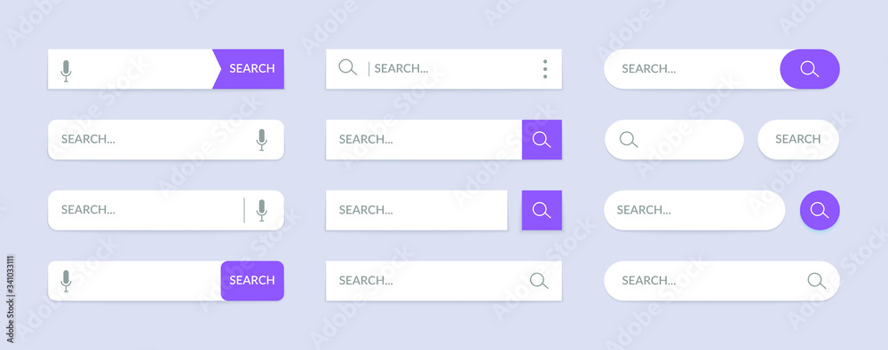 Search bar UI buttons. Mobile web application graphic design for ...