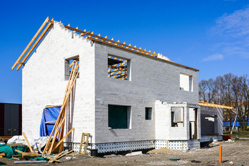 Wall Mural - new two storey residential house under construction