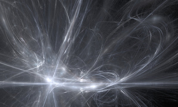 Fractal graphics on a black background with white lines.