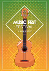 Canvas Print - music fest poster with acoustic guitar