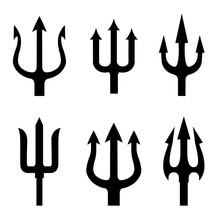 Trident Set Icon, Logo Isolated On White Background