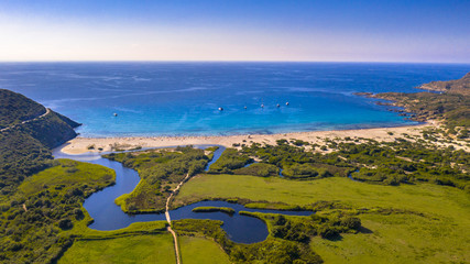 Wall Mural - Aerial view east coast of Corsica