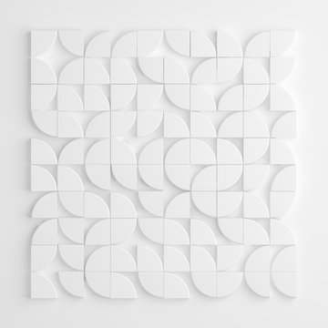 Stylish white background with circular elements. 3d illustration, 3d rendering.