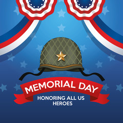 Poster - memorial day celebration poster with military helmet