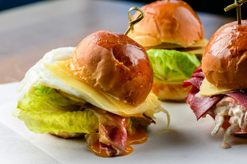 Sticker - mini burger with egg and bacon