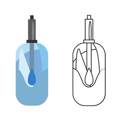 Flat vector icon of water filter. Color and sketch style. Water filter at home component for clean water busines and logo. Water is purified through the filter system concept