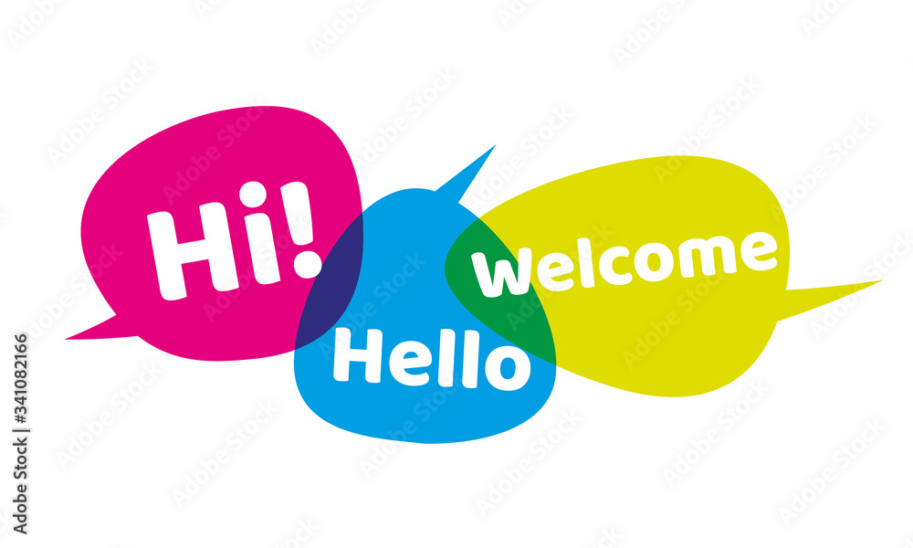 Bubbles with Greetings Hi Hello Welcome Stock Vector | Adobe Stock