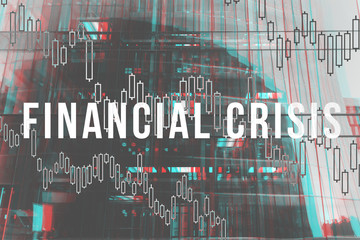 Wall Mural - The concept of the financial crisis on the background of a modern building.