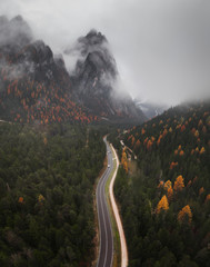 Wall Mural - foggy dolomites mountain range