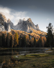 Wall Mural - Foggy Dolomites peaks