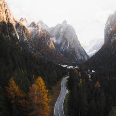 Wall Mural - foggy dolomites mountain range