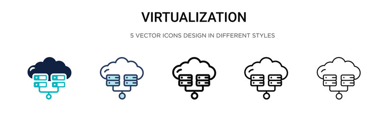 Poster - virtualization icon in filled, thin line, outline and stroke style. vector illustration of two color