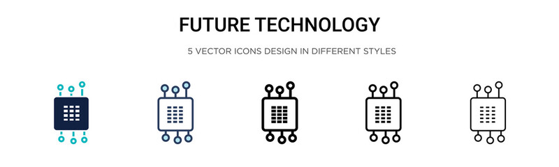 Poster - Future technology icon in filled, thin line, outline and stroke style. Vector illustration of two colored and black future technology vector icons designs can be used for mobile, ui,