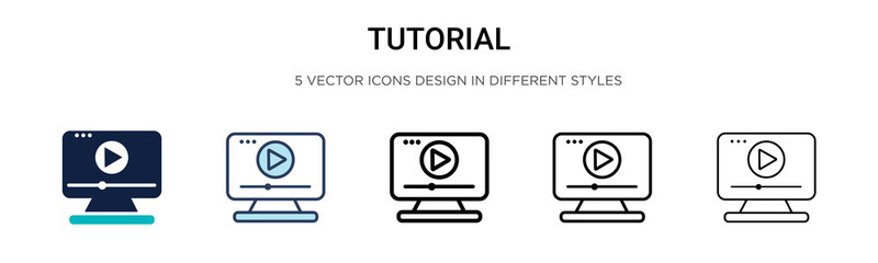 Poster - tutorial icon in filled, thin line, outline and stroke style. vector illustration of two colored and