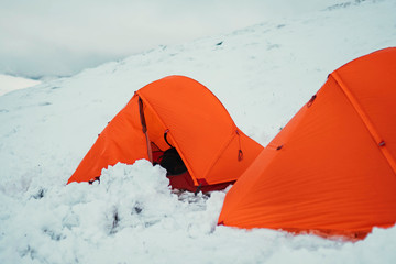 camping in the snow