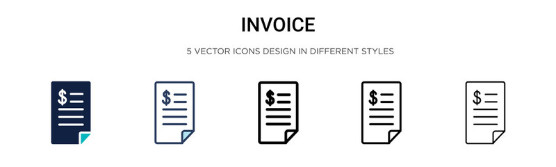 Poster - invoice icon in filled, thin line, outline and stroke style. vector illustration of two colored and 