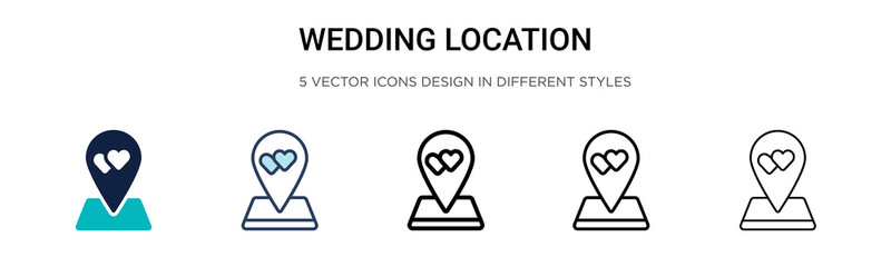 Wall Mural - wedding location icon in filled, thin line, outline and stroke style. vector illustration of two col