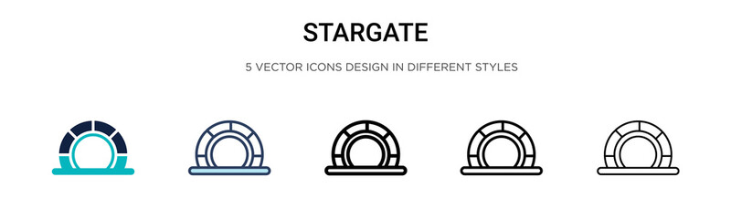 Poster - stargate icon in filled, thin line, outline and stroke style. vector illustration of two colored and