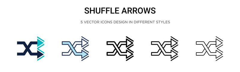 Poster - Shuffle arrows icon in filled, thin line, outline and stroke style. Vector illustration of two colored and black shuffle arrows vector icons designs can be used for mobile, ui,