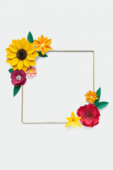 Wall Mural - gold frame with paper craft flowers