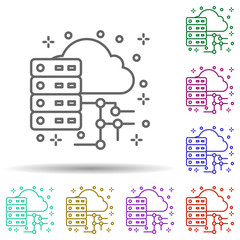 Poster - Computer server cloud multi color icon. Simple thin line, outline vector of computer icons for ui and ux, website or mobile application