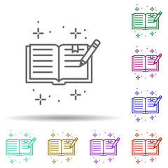 Poster - Book pencil multi color icon. Simple thin line, outline vector of copywriting icons for ui and ux, website or mobile application