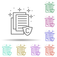 Poster - Documents shield copywriting multi color icon. Simple thin line, outline vector of copywriting icons for ui and ux, website or mobile application