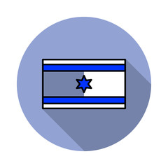 Aufkleber - National flag of Israel in simple colors with name icon long shadow icon. Simple color vector of flags icons for ui and ux, website or mobile application