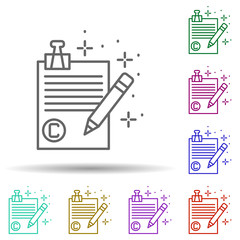 Poster - Pencil text copywriting multi color icon. Simple thin line, outline vector of copywriting icons for ui and ux, website or mobile application